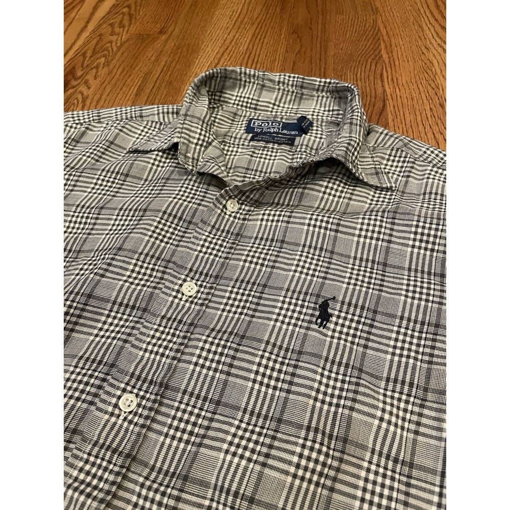 Polo Ralph Lauren Lowell Sport Men's Shirt‎ Gray Glen Plaid Cotton Size Medium